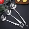 Cucharón de sopa de acero inoxidable con punta afilada y mango largo, cuchara no magnética para hot pot, cucharón grande de cocina, colador de sopa, utensilio de cocina