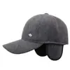 Gorra de Béisbol de Lana para Hombre Otoño Invierno con Forro Polar para Calor y Protección Auditiva, Gorra de Pico para Personas de Mediana Edad y Mayores, Sombrero de Algodón Casual a Prueba de Viento