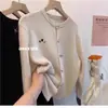 Top de Punto con Parches y Bordado de Corazón, Cárdigan de Lana 100%, Abrigo Suéter de Nuevo Diseño para Otoño e Invierno