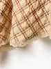 Verano 2026 Nuevo Estilo Moda Europea y Americana Simple Cuadros Encaje Vestido Corto Irregular Falda de Tirantes Sexy