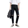Jeans para hombre pantalones de lápiz ajustados elásticos para hombre jeans cropped estilo coreano cremallera en la rodilla pantalones rasgados de estudiante