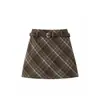 Falda Cuadros de Lana Retro para Mujer en Otoño e Invierno Tallas Grandes mm Gorditas Cintura Alta Cadera Falda Adelgazante Cubre Vientre Falda de Lana Línea A