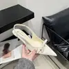 Sapatos de Salto Alto Estilo Francês, Bico Fino, Salto Fino, com Costas Abertas, Para Uso Externo no Verão, Sandálias de Bico Fechado com Laço Elegante, Novo Modelo 2026