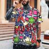 Nova Moda Masculina Rua Hip Hop Graffiti Impressão 3d Leica Poliéster Tecido de Alta Qualidade Camiseta Tamanho Europeu