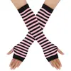 Guantes Largos de Punto para Otoño e Invierno Japoneses Guantes de Punto con Mangas Falsas Cubrebrazos Oscuros Guantes Rayados para Fiesta Europeos y Americanos