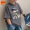 Camiseta Casual de Manga Curta 100% Algodão para Meninos 2026 Novo Estilo de Verão Roupas Infantis Roupas de Bebê Tops Versáteis e Modernos Camiseta da Moda