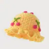 Gorro de Pescador Tejido en el Mismo Estilo que Hyuna, Versátil Gorro de Cereza Patchwork Hecho a Mano, Gorro Femenino para Todas las Estaciones, Casual y Versátil