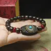 Pulseira de Contas de Oração de Seis Palavras de Agarwood Estilo Étnico Contas de Oração Budistas Joia para Homens e Mulheres