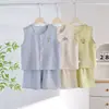 Conjunto de Chaleco Delgado de Verano para Niños, Ligero, Transpirable, Cómodo y Lindo, Conjunto de Dos Piezas de Cárdigan sin Mangas y Shorts para Bebés Niños
