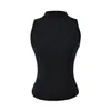 Estilo Ligeramente Maduro Elegante Chaleco sin Mangas de Cuello Alto Conjunto de Dos Piezas Cardigan con Botones de Cuello en V Profundo Cintura Ceñida Conjunto de Ropa Exterior