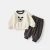 Conjunto A para Bebés y Niños Pequeños Estilo Primavera/Otoño Unisex Sudadera Linda Pantalones Deportivos Transpirable Amigable con la Piel Conjunto de Dos Piezas para Exteriores