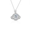 Moissanite 925 prata joias planeta colar feminino de alta qualidade não-desbotamento leve luxo all-match pingente coreano estilo clavícula corrente