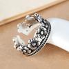 Anillo Abierto Vintage Corolla Ins Estilo Japonés y Coreano Mori Pequeño Fresco Plateado Elegante Flor Anillo de Dedo Suministro de Comercio Exterior
