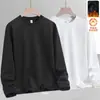 Nova Camiseta de Manga Longa com Gola Redonda Outono/Inverno 2025, Moletom Versátil da Moda com Forro de Fleece, Camiseta Básica Unissex