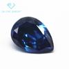 Anillo de piedra blanca de color azul con forma de pera y zafiro azul, con forma de gota sintética, con fondo puntiagudo y perforación CZ, venta al por mayor de fábrica