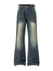 Pantalones de pierna ancha rectos ligeramente acampanados color negro ean, corte holgado retro estilo americano, jeans largos adelgazantes para hombre