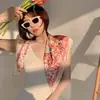 Lenço de Cintura Estampado Paisley Azul Escuro, Estilo Coreano para Camadas com Saia, Lenço Triângulo, Acessório de Cintura, Novo Acessório de Moda para o Dia a Dia