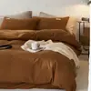 Juego de cama de cuatro piezas con diseño de gofre de clase A, de algodón 60 de calidad para bebés, color sólido, funda de edredón de algodón puro, ropa de cama ligera de lujo de alta calidad