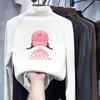 Camiseta interior de forro polar con cuello alto medio para niñas, nuevo estilo otoño/invierno, camiseta casual de manga larga moderna y versátil, top cálido para bebés