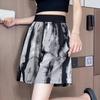 Pantalones Anchos de Seda Helada para Mujer, Uso Diario para Ir al Trabajo, Estilo Delgado de Verano con Estampado de Tinta, Corte Holgado, Adelgazantes, Cómodos Pantalones de Cinco Puntos para Mujer
