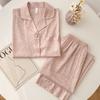 Pijama Sexy de Seda de Hielo con Estampado de Leopardo Rosa para Mujer, Conjunto Delgado de Dos Piezas Corto y Largo para Primavera y Otoño, Ropa de Casa para Niñas
