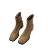 Botines Delgados de Tacón Alto y Punta Cuadrada para Mujer, Otoño e Invierno 2024, Botines de Tobillo Estilo Coreano con Forro de Felpa, Botas Martin