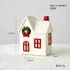 Adornos de Casa de Nieve Navideña de Cerámica Estilo Nórdico Nuchi, Casa Pequeña Iluminada Decoración de Escritorio, Portavelas de Atmósfera Festiva