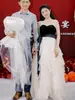 Vestido de Noche Negro sin Tirantes de Alta Gama Lujo Ligero Nicho Vestido de Anfitrión Ceremonia para Adultos Sofisticado Estilo Hepburn Adelgazante