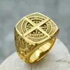 Venta Directa al por Mayor del Fabricante Nuevo Anillo Retro Europeo y Americano de Acero de Titanio Anillo para Hombre Logo de Brújula Joyería de Acero de Titanio