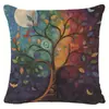 Funda de almohada de lino suave y cómoda con etiqueta para dropshipping, temática Cielo estrellado de árbol geométrico abstracto vintage, nueva de Temu, transfronteriza
