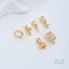 Cobre folheado a ouro 14K com incrustação de zircônia, design de folha em forma de diamante e corda, fecho pingente porta-contas com furo lateral, acessórios para joias DIY feitos à mão