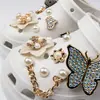Modelo Nuevo Transfronterizo Adecuado para Zapatos con Agujeros Accesorios para Zapatos Hebilla de Zapato DIY Cadena de Perlas Decoración de Mariposa Hebilla de Zapato Extraíble