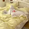 Juego de Cama de Algodón 100% Gardenia Suave y Poco Profundo de Cuatro Piezas Estilo Coreano ins Estilo Pastoral Encaje Funda de Edredón Juego de Tres Piezas de Algodón Puro