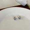 Pendientes de Mariposa Pequeña Distintivos de Plata S925 con Diamantes Completos Mori Dulces Diamantes de Colores Multicolor Pendientes de Moda para Mujer