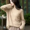 Nuevo Suéter de Moda Otoño/Invierno 2026 para Mujer, Cuello Redondo, Forro de Felpa, Cachemir Puro, Color Sólido, Prenda de una Pieza sin Costuras, Tejido Ligero