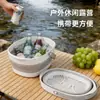 Cesta Drenante Dobrável de Camada Dupla Utensílios de Cozinha Bacia para Lavar Vegetais Bandeja de Frutas Doméstica para Sala de Estar Cesta de Armazenamento para Acampamento ao Ar Livre