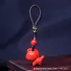 Cadeia de Celular Chaveiro Pingente de Bolsa Cavalo Ano do Zodíaco Cinnabar Imperial Bruto Areia Fina Roxo Dourado Tecido à Mão Atacado