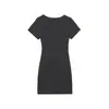 2026 Nueva Moda Femenina Transfronteriza Europea y Americana Sexy Hueco Bodycon Falda Corta Color Sólido Manga Corta Vestido Y2K