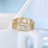 Anillo Liso de Acero Inoxidable con Números Romanos Europeos y Americanos, Anillo Hueco Personalizado de Moda, Venta Directa de Fábrica, Diamante Chapado en Oro