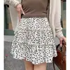 Saia Doce Floral Vintage 2026 Primavera/Verão Cintura Alta Emagrecedora Chiffon Preta Curta Rodada para Mulheres Baixinhas