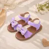 Sandalias de Princesa Antideslizantes para Niñas con Lazo de Pedrería y Velcro, Sandalias de Moda para Fiestas y Playas