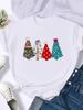 Camiseta Estampada Feminina Moda Feliz Natal Árvore de Ano Novo Amor
