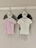 WGWE9198 Ropa de Mujer de las Trece Líneas de Guangzhou Verano 2026 Nuevo Top Camiseta de Manga Corta con Cuello Semiabierto, Hombro Recto y Cintura Ceñida
