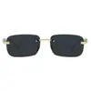 Gafas de sol cuadradas de moda europea y americana de lujo con cabeza de leopardo, sin montura, borde cortado, unisex, protección UV
