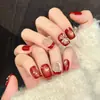 Original de Rui Ka Man [Flores Reflejando Rojo] Fuegos Artificiales de Año Nuevo Manicura Hecha a Mano con Estilo Festivo Chino Brillante