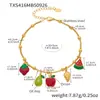 Conjunto de Joias em Aço Inoxidável Xinyixinxin Série Óleo de Fruta com Pingente Multifuncional Inlaid com Zircônia - Colar, Pulseira, Tornozeleira