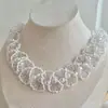Pulseira de Renda com Renda para Princesa Brincos Corrente para Clavícula Estilo Francês Contas Delicadas Estilo Fada Design Exclusivo de Nicho Luxo Leve para Mulheres