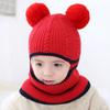 Chapéus Infantis para Outono e Inverno, Chapéus para Meninos, Gorros de Tricô Integrados para Crianças, Chapéus de Lã com Protetor de Pescoço Mz6931, Espessos e Quentes