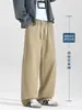 Soporta personalización de logo para pantalones de trabajo de algodón puro para hombre, pantalones deportivos de pierna recta y ancha para otoño, pantalones casuales para hombre