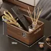 Caja de almacenamiento de escritorio de madera maciza, mesa de centro, cesta de almacenamiento para sala de estar, organizador de gabinete para artículos varios, caja de almacenamiento para snacks en casa, cesta de almacenamiento de madera